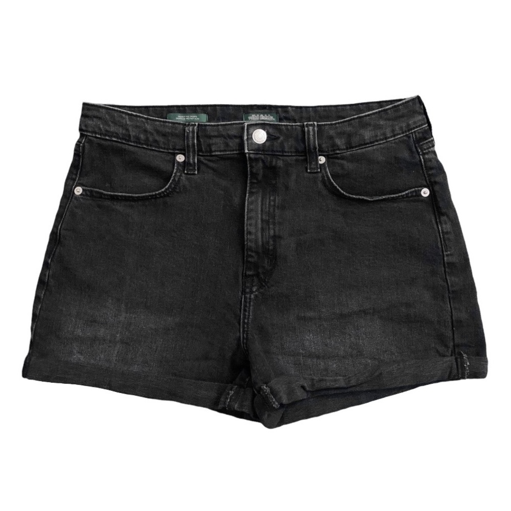 ❌SOLD❌ Wild Fable Highest Rise Black Jean Shorts Cuffed Denim Plain Size 10 30R - Picture 4 of 10
